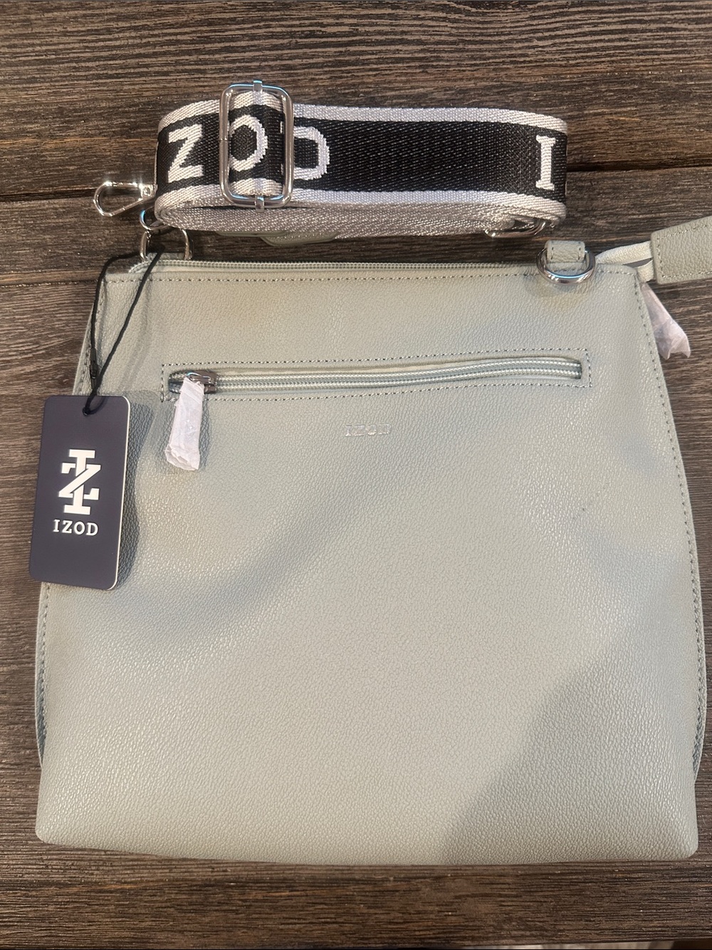 Izod Sage Green Crossbody Bag with Branded Detachable Strap